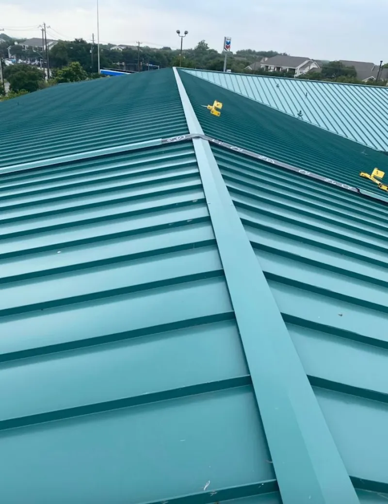 Green commercial metal roof ridge and valley for Metal Roof Repair in Pampa